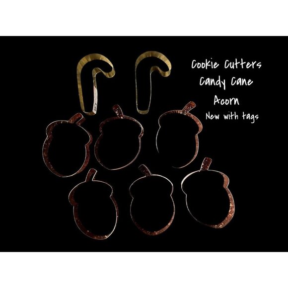 Set of 8 Brand New Holiday Cookie Cutters: Acorn & Candy Cane Designs New - Picture 1 of 1